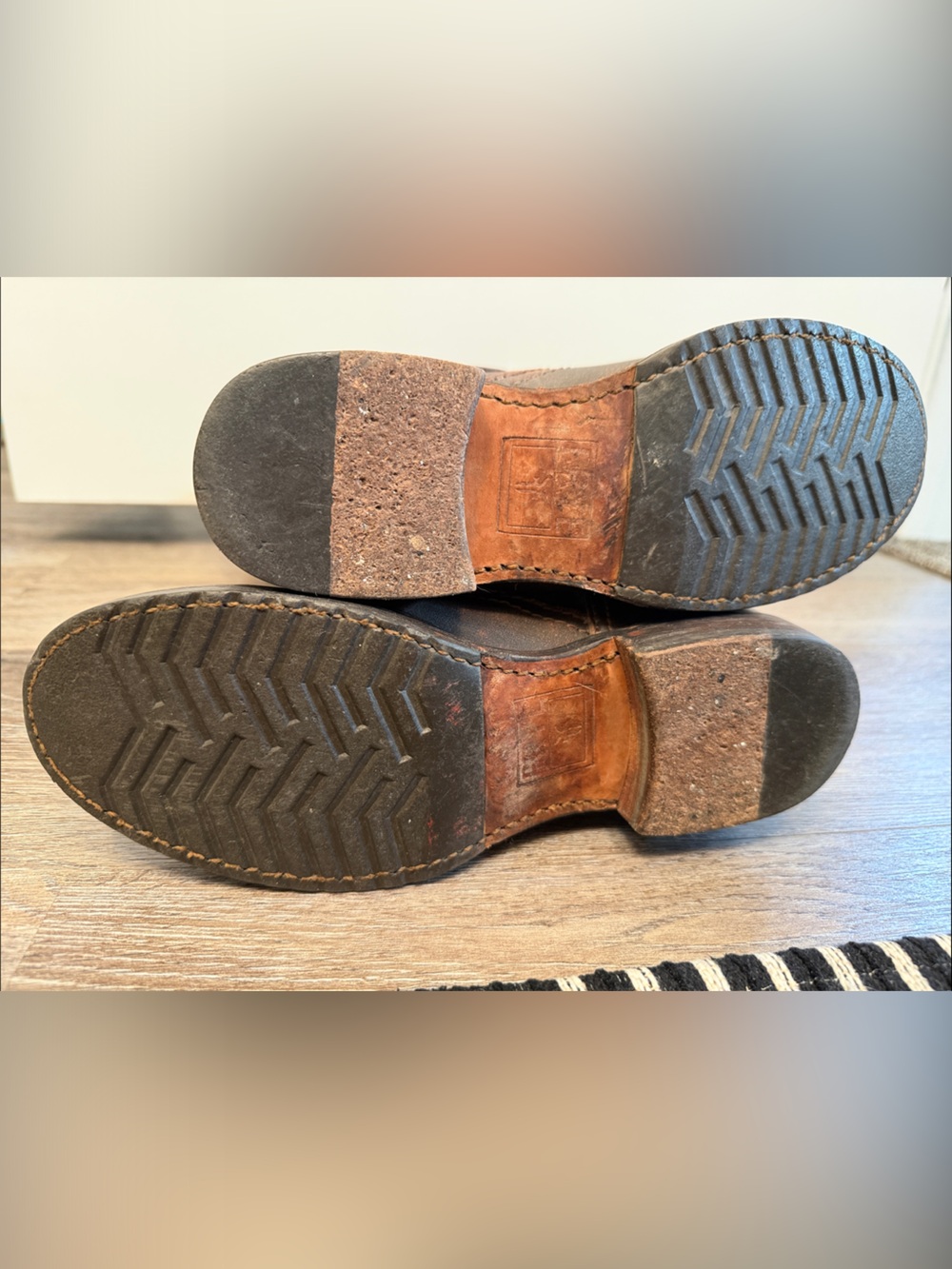 Frye Distressed Dark Brown Buckle Riding Boots - Picture 7 of 7